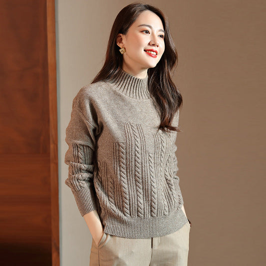 Pull col roulé en laine pour femme